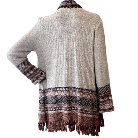 Style & Co BOHO Fringed Open Cardigan Sweater Sz M Cotton Blend #49N - Picture 5 of 7